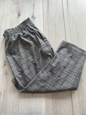 Worthington Plaid Pull On Pants Beige/Black 1X EUC